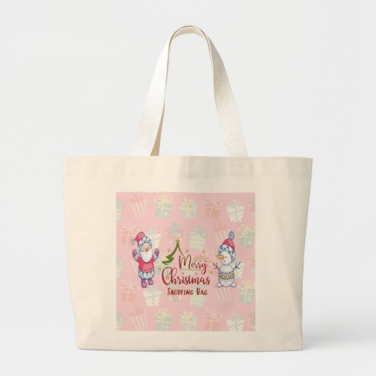 Kerstwinkelende Canvas tas Santa & Snowman (Voorkant)