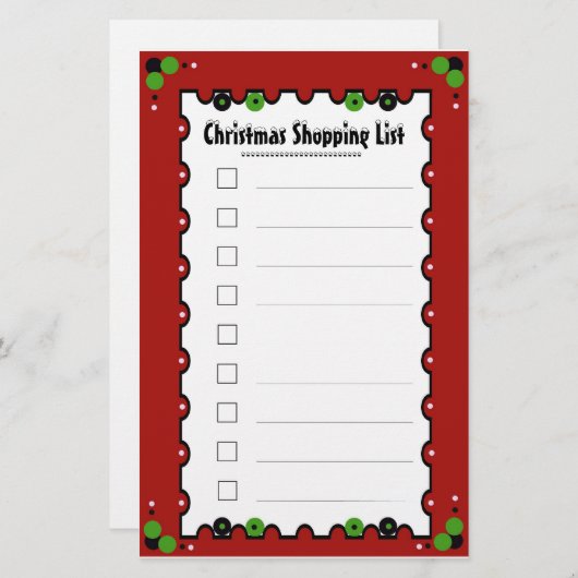 kerstwinkellijst briefpapier (Voorkant / Achterkant)