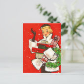 Kerstwinkelmeisje,  feestdag briefkaart (Staand voorkant)