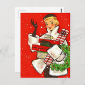 Kerstwinkelmeisje,  feestdag briefkaart (Voorkant / Achterkant)