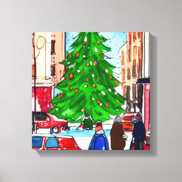kerstwinkels canvas afdruk