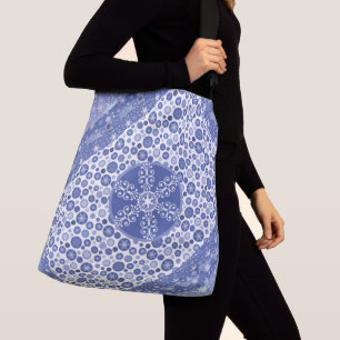 kerstwinkels met blauwe sneeuwvlokken crossbody tas