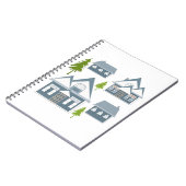 Kerstwinter afbeelding grijze huizen groene bomen notitieboek (Linkerzijde)