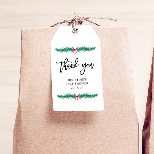 Kerstwinter Baby shower Cadeaulabel