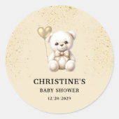Kerstwinter Baby shower Ronde Sticker (Voorkant)