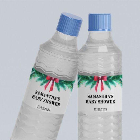 Kerstwinter Baby shower Waterfles Etiket