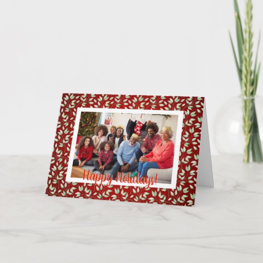 Kerstwinter bladeren foto kaart (Voorkant)