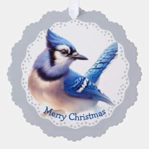 Kerstwinter Bluejay Vogel Wildlife Natuur Ornament Kaart