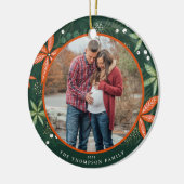 Kerstwinter Botanicals Green Holiday Foto Keramisch Ornament (Links)