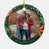 Kerstwinter Botanicals Green Holiday Foto Keramisch Ornament (Achterkant)