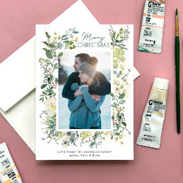 Kerstwinter Botanische Waterverf Feestdagenkaart