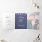 Kerstwinter bruiloft bomen meer blauwe kunst drieluik programma (Binnen)