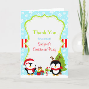 Kerstwinter Cute Penguins Hartelijk dank Bedankkaart