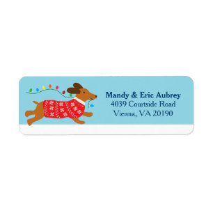Kerstwinter Dachshund Dog Etiket