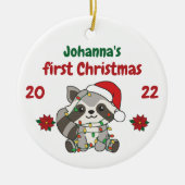 Kerstwinter, eerste kerstdag, baby's keramisch ornament (Voorkant)