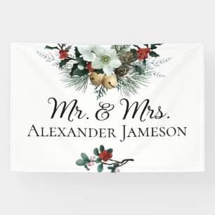 Kerstwinter Floral Mr. & Mrs Wedding Banner