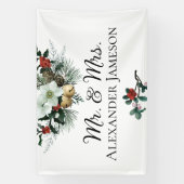 Kerstwinter Floral Mr. & Mrs Wedding Banner (Verticaal)