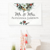 Kerstwinter Floral Mr. & Mrs Wedding Banner (Insitu)