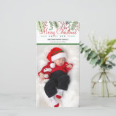 Kerstwinter Greenery Foto Feestdagenkaart (Staand voorkant)