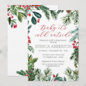 Kerstwinter groen baby shower kaart (Voorkant / Achterkant)