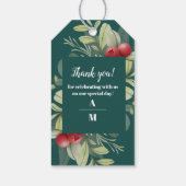 Kerstwinter groen bruiloft cadeaulabel (Achterkant)