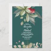 Kerstwinter Holly Berry bruiloft uitnodiging (Voorkant)