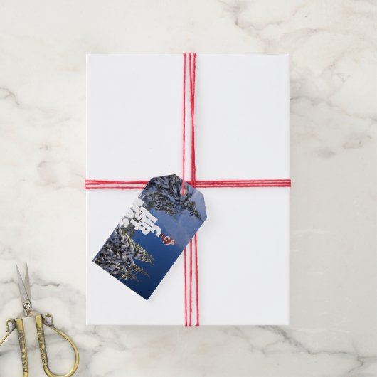 Kerstwinter landschap cadeaulabel (Met Touw)