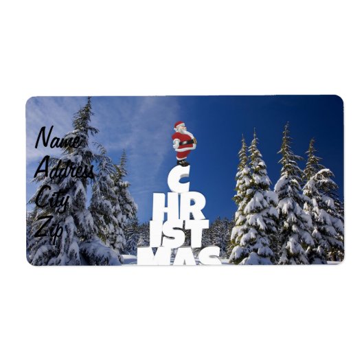 Kerstwinter landschap etiket (Voorkant)