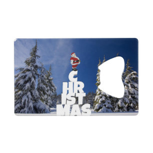 Kerstwinter landschap kredietkaart flessenopener