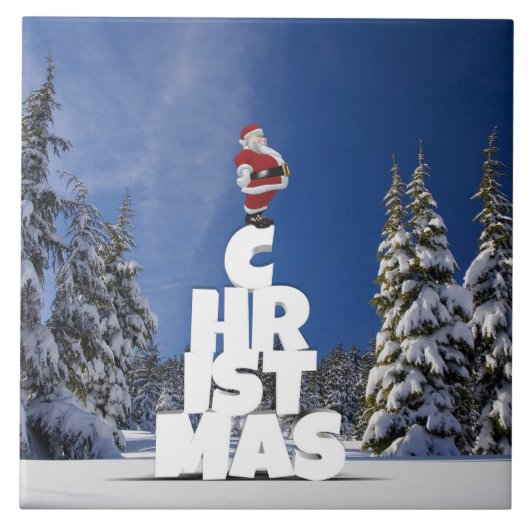 Kerstwinter landschap tegeltje (Voorkant)