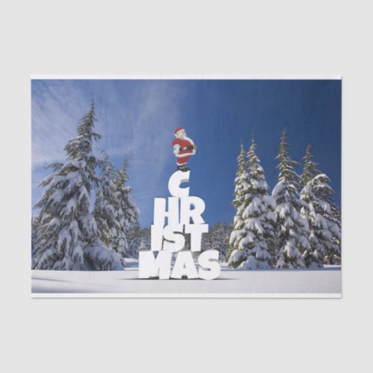 Kerstwinter landschap tissuepapier (Voorkant)