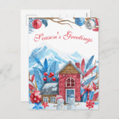 Kerstwinter Landschap Waterverf Feestdagenkaart (Voorkant / Achterkant)