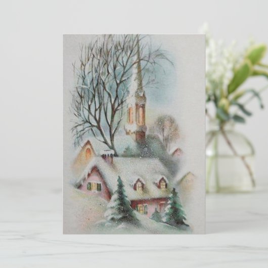  kerstwinter met Retro Feestdagenkaart (Staand voorkant)