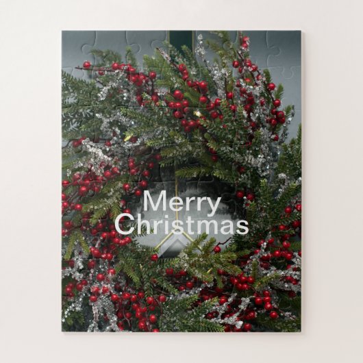 Kerstwinter met rode bessen legpuzzel (Verticaal)