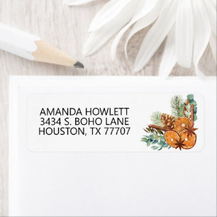 Kerstwinter Oranje Bouquet Etiket