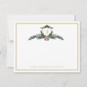 Kerstwinter Pinecone Crest Monogram op feestdag Notitiekaartje (Voorkant)
