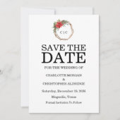 Kerstwinter Poinsettia Waterverf Save The Date (Voorkant)