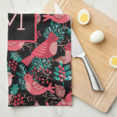 Kerstwinter Red Bird Berries Holiday Theedoek (Quarter Fold)