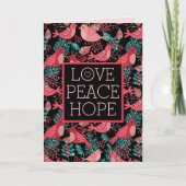 Kerstwinter Rode Vogel Berries Vredesfeestdag Feestdagen Kaart (Voorkant)