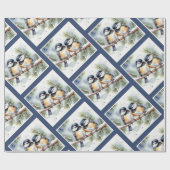 Kerstwinter Schattigee Chickadee vogels Cadeaupapier (Vlak)