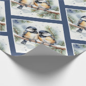 Kerstwinter Schattigee Chickadee vogels Cadeaupapier (Hoek)