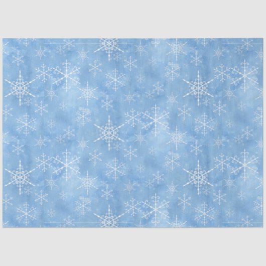 Kerstwinter Snowflakes Hand Drawn Blue White Tissuepapier (Voorkant)