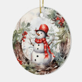 Kerstwinter Snowman Keramisch Ornament (Links)
