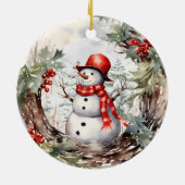 Kerstwinter Snowman Keramisch Ornament (Achterkant)