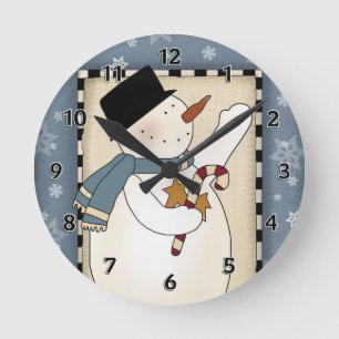 Kerstwinter Snowman Wishes Ronde Klok
