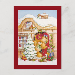 Kerstwinter Teddy Bear Feestdagenkaart
