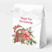 Kerstwinter teddybeer poinsettia bedankdoosjes (Voorkant Zijde)