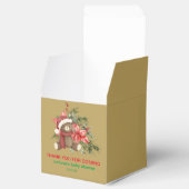 Kerstwinter teddybeer poinsettia goud bedankdoosjes (Geopend)