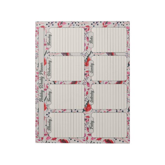 Kerstwinter Vogels Weekplanner Notitieblok (Gedraaid)