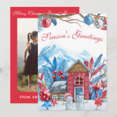 Kerstwinter Waterverf-landschapsfotokaart (Voorkant / Achterkant)